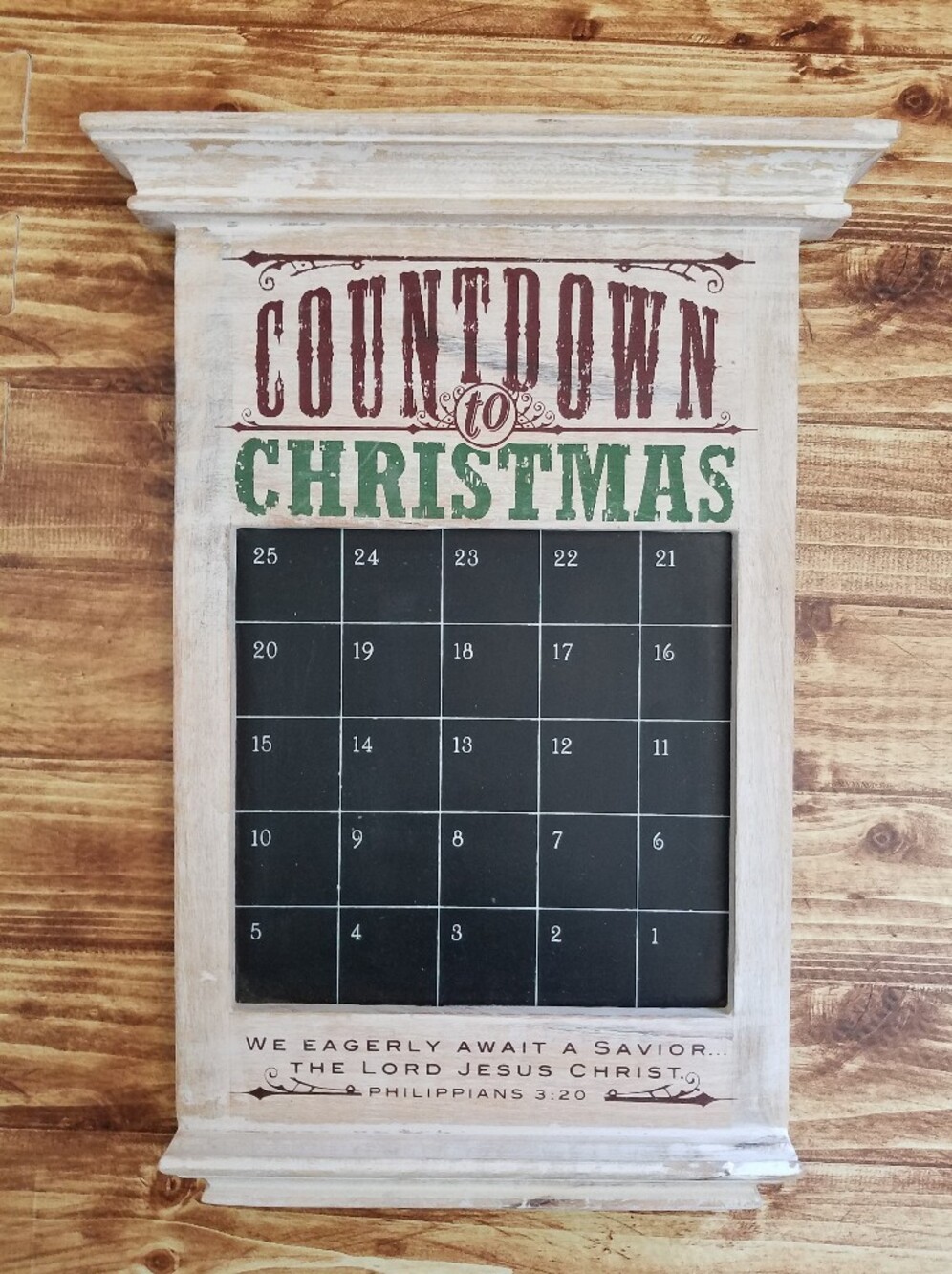 Dayspring Rustic Christmas Countdown Advent Calendar Chalkboard Wall Decor